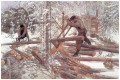 bûcherons dans la forêt 1906 Carl Larsson